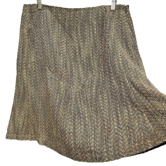 Oscar De La Renta Tweed Skirt Sz 14 A-Line Olive Green Academia Cottagecore Boho - Picture 14 of 16